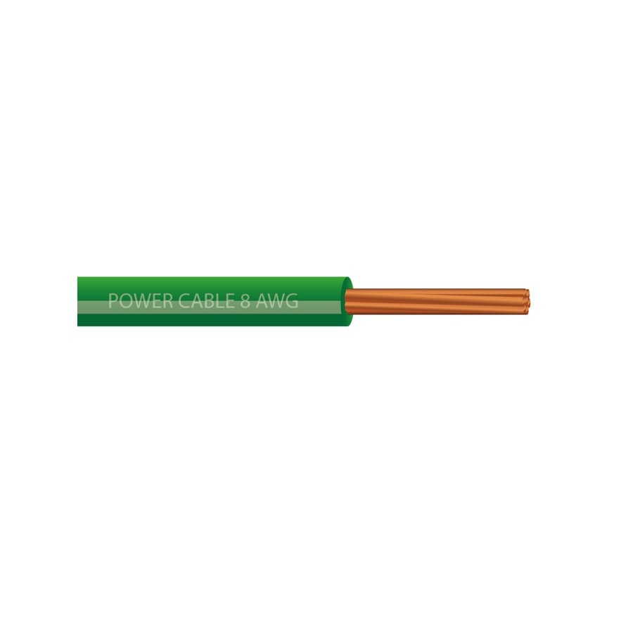 KTech High-Temp 90°C Flexible Stranded Copper Wire · 1×8 AWG 90°C. OFC — Mod. 105503 · Green · Reel 100m