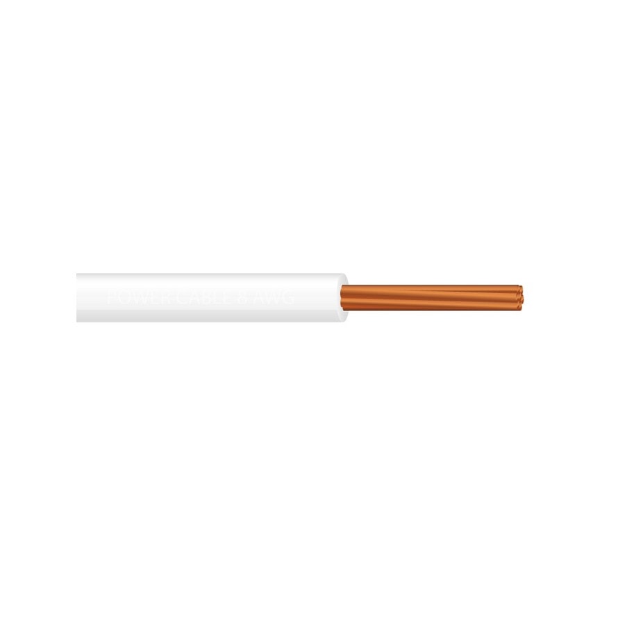 KTech High-Temp 90°C Flexible Stranded Copper Wire · 1×8 AWG 90°C. OFC — Mod. 105503 · White · Reel 100m