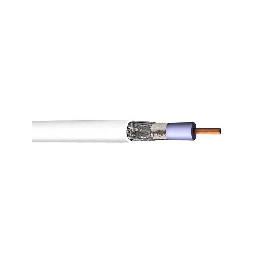 KTech Low-Loss RF Coaxial Cable · RG 6/U 18 AWG CATV — Mod. WD15 · White · Reel 500 m