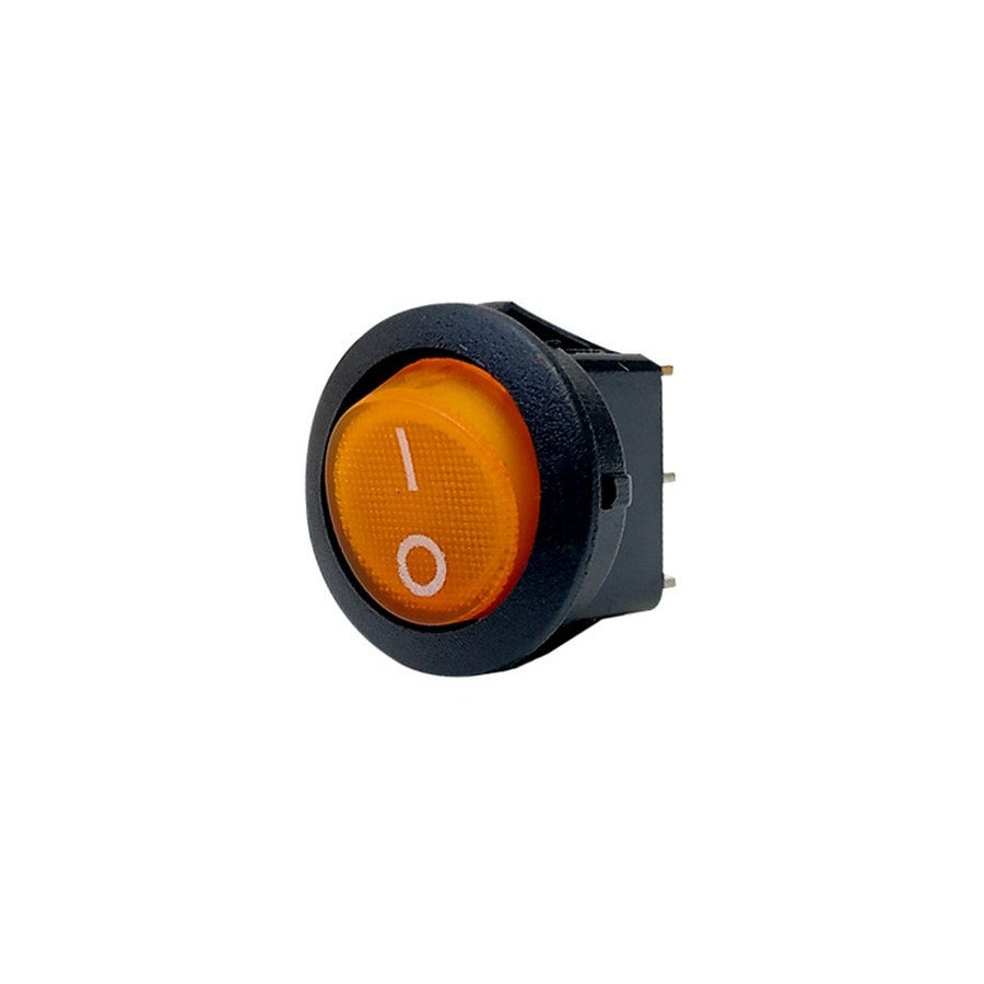 KTech Panel-Mount Rocker Switch — Illuminated Neon of 3 Pins · 20A 12VDC · Yellow