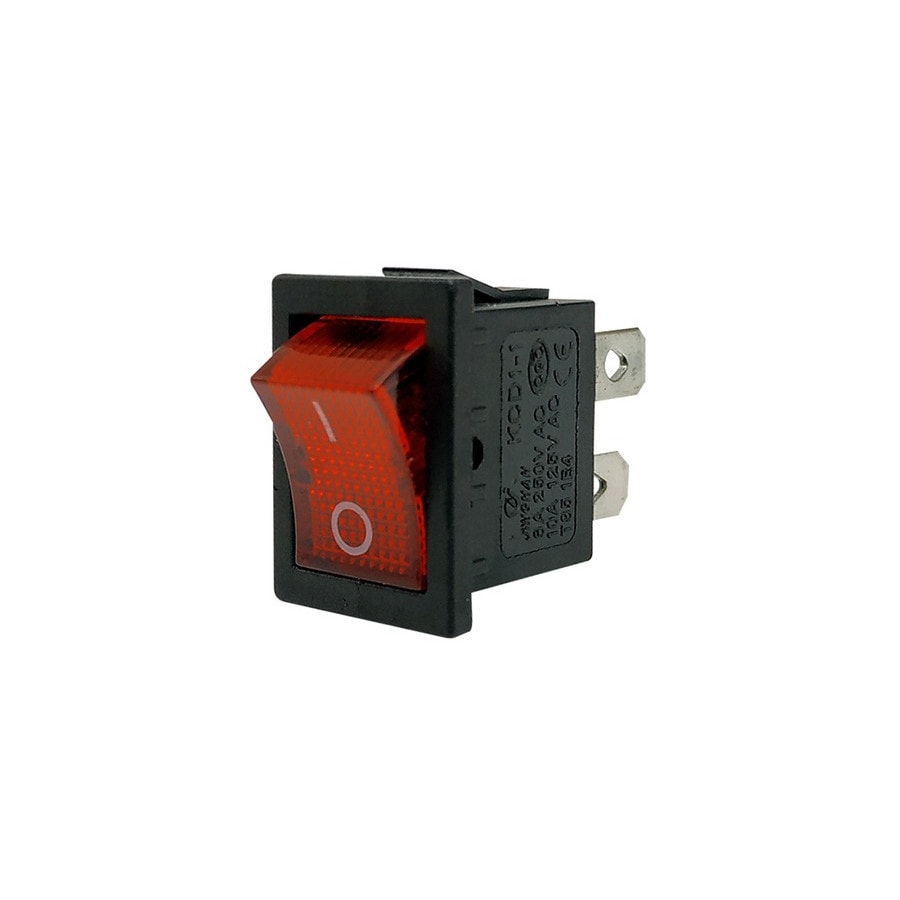 KTech Panel-Mount Rocker Switch — Illuminated Neon of 3 Pins · 1P-1T · 6A 250V / 10A 125V · Red