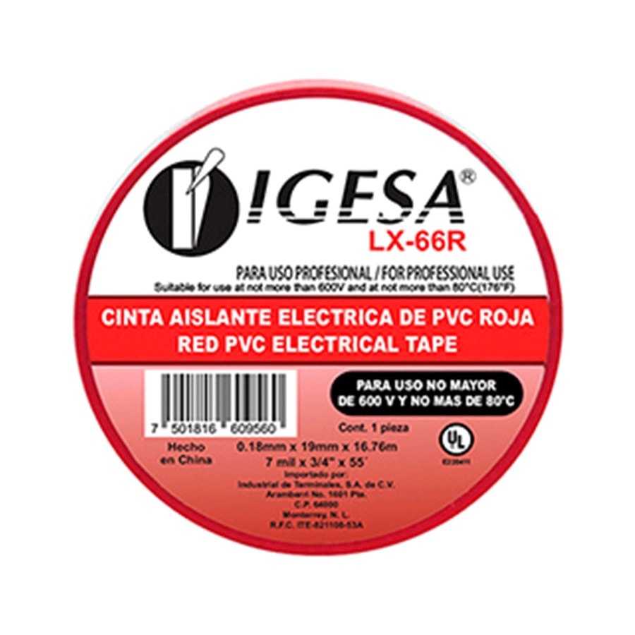 KTech PVC Electrical Insulation Tape — Large Roll · 16.76 m · Red