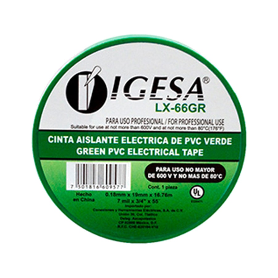 KTech PVC Electrical Insulation Tape — Large Roll · 16.76 m · Green