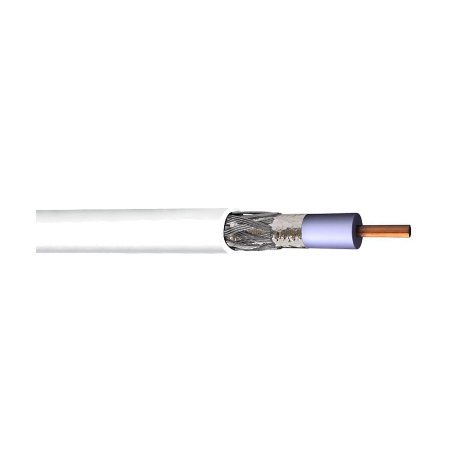 KTech Low-Loss RF Coaxial Cable · RG 6/U 18 AWG CATV — Mod. WD15 · White · Reel 500 m