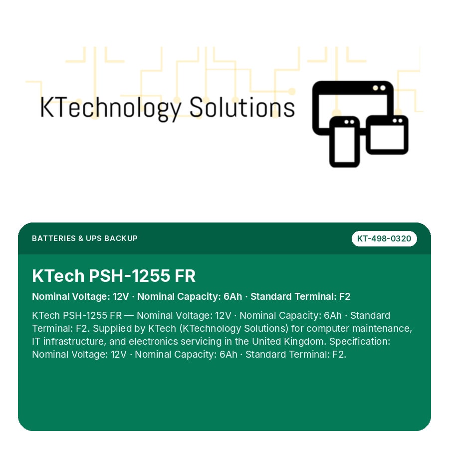 KTech PSH-1255 FR — Nominal Voltage: 12V · Nominal Capacity: 6Ah · Standard Terminal: F2