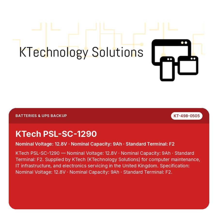 KTech PSL-SC-1290 — Nominal Voltage: 12.8V · Nominal Capacity: 9Ah · Standard Terminal: F2
