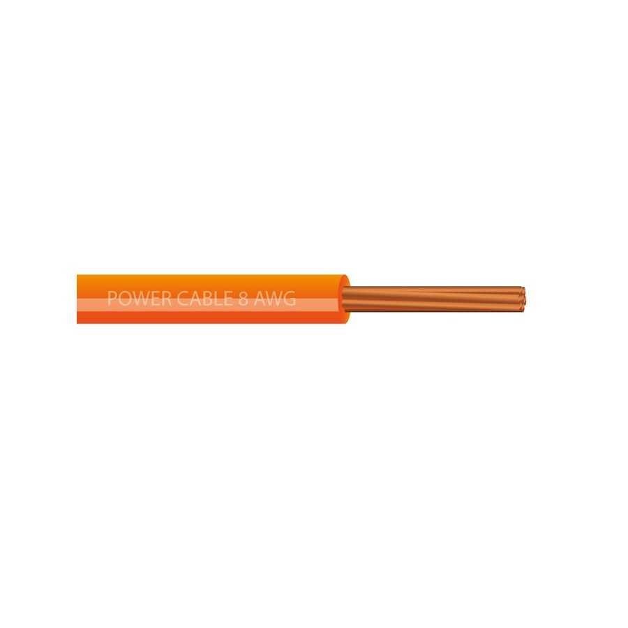 KTech High-Temp 90°C Flexible Stranded Copper Wire · 1×8 AWG 90°C. OFC — Mod. 105503 · Orange · Reel 100m