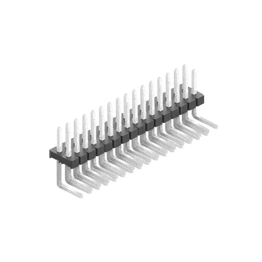KTech 2.54mm Pitch Right-Angle Pin Header Strip — 2×40 Pins · 2.54 mm.