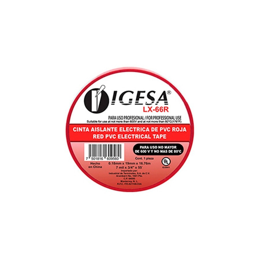 KTech PVC Electrical Insulation Tape — Large · 16.76 m · Red