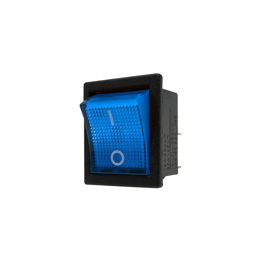KTech Panel-Mount Rocker Switch — Illuminated Neon of 4 Pins · 2P-2T 25 to 48V · 16A 250V / 20A 125V · 16 (10)A 250V · Blue