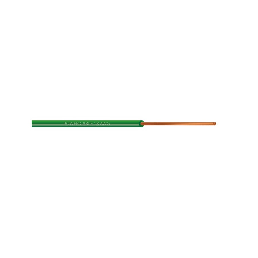 KTech High-Temp 90°C Flexible Stranded Copper Wire · 1X18 AWG 90°C. 300 V. — Mod. 105520 · Green · Roll 100m
