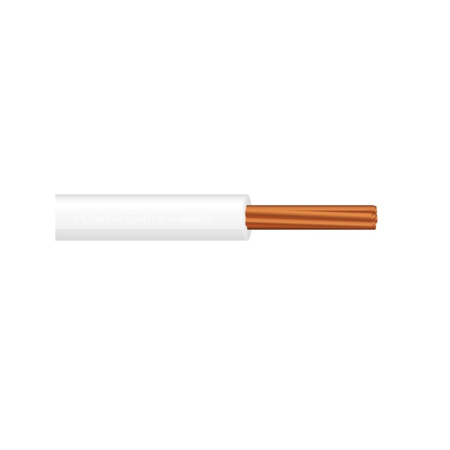 KTech High-Temp 90°C Flexible Stranded Copper Wire · 1×4 AWG 90°C. OFC — Mod. 105502 · White · Reel 50m