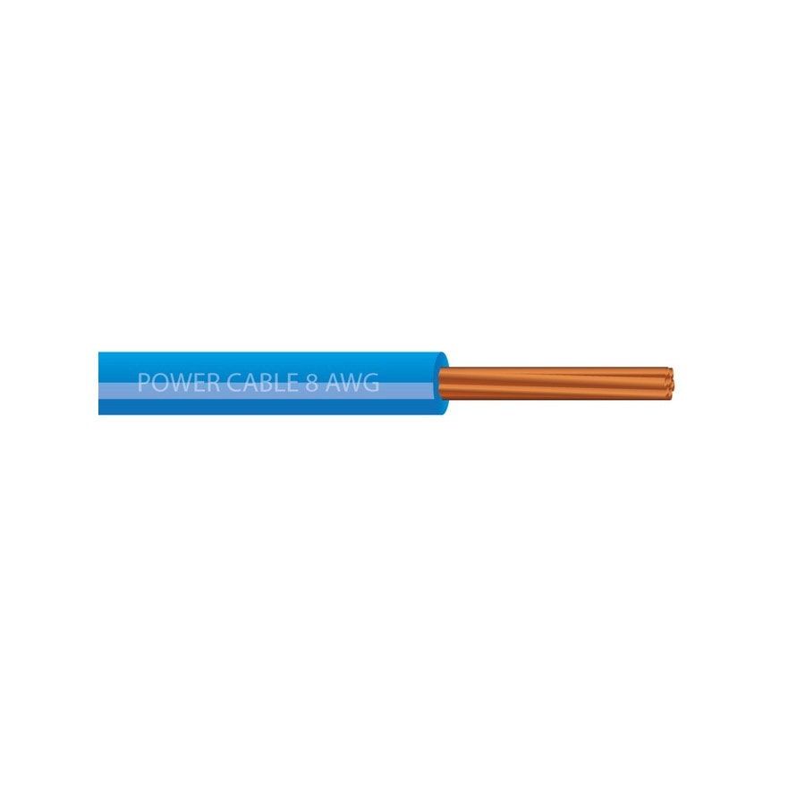 KTech High-Temp 90°C Flexible Stranded Copper Wire · 1×8 AWG 90°C. OFC — Mod. 105503 · Blue · Reel 100m
