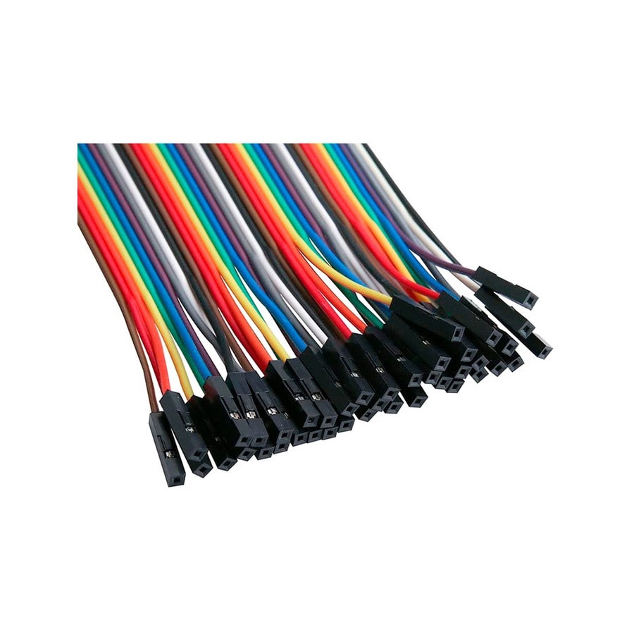 KTech 40-Way 2.54mm Dupont Ribbon Jumper Cable — Female-to-Female · 10 cm.