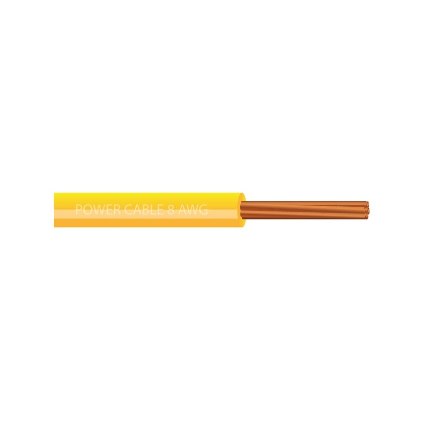KTech High-Temp 90°C Flexible Stranded Copper Wire · 1×8 AWG 90°C. OFC — Mod. 105503 · Yellow · Reel 100m