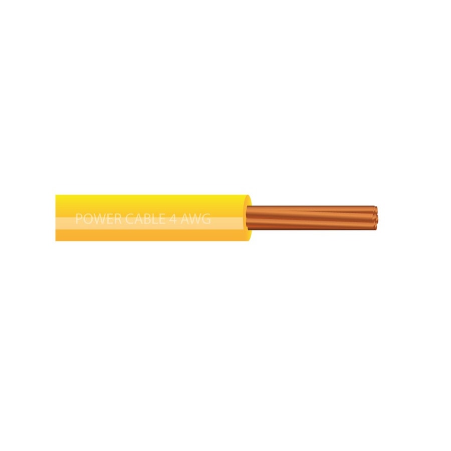 KTech High-Temp 90°C Flexible Stranded Copper Wire · 1×4 AWG 90°C. OFC — Mod. 105502 · Yellow · Reel 50m