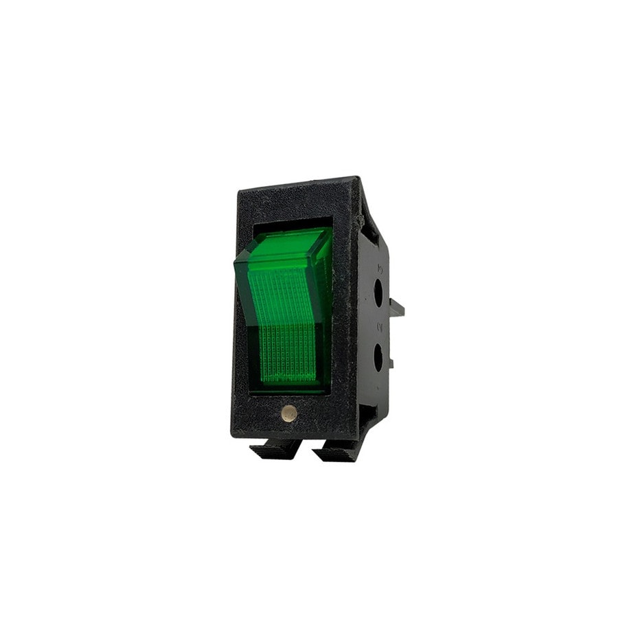 KTech Panel-Mount Rocker Switch — Illuminated Neon of 3 Pins · 1P-1T · 15A 125V / 10A 250V · Green