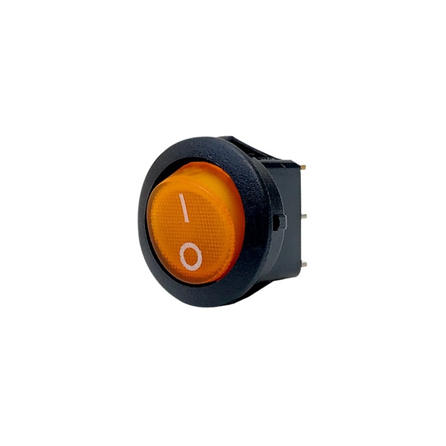 KTech Panel-Mount Rocker Switch — Illuminated Neon of 3 Pins · 6.5A 250V / 13A 125V · Yellow