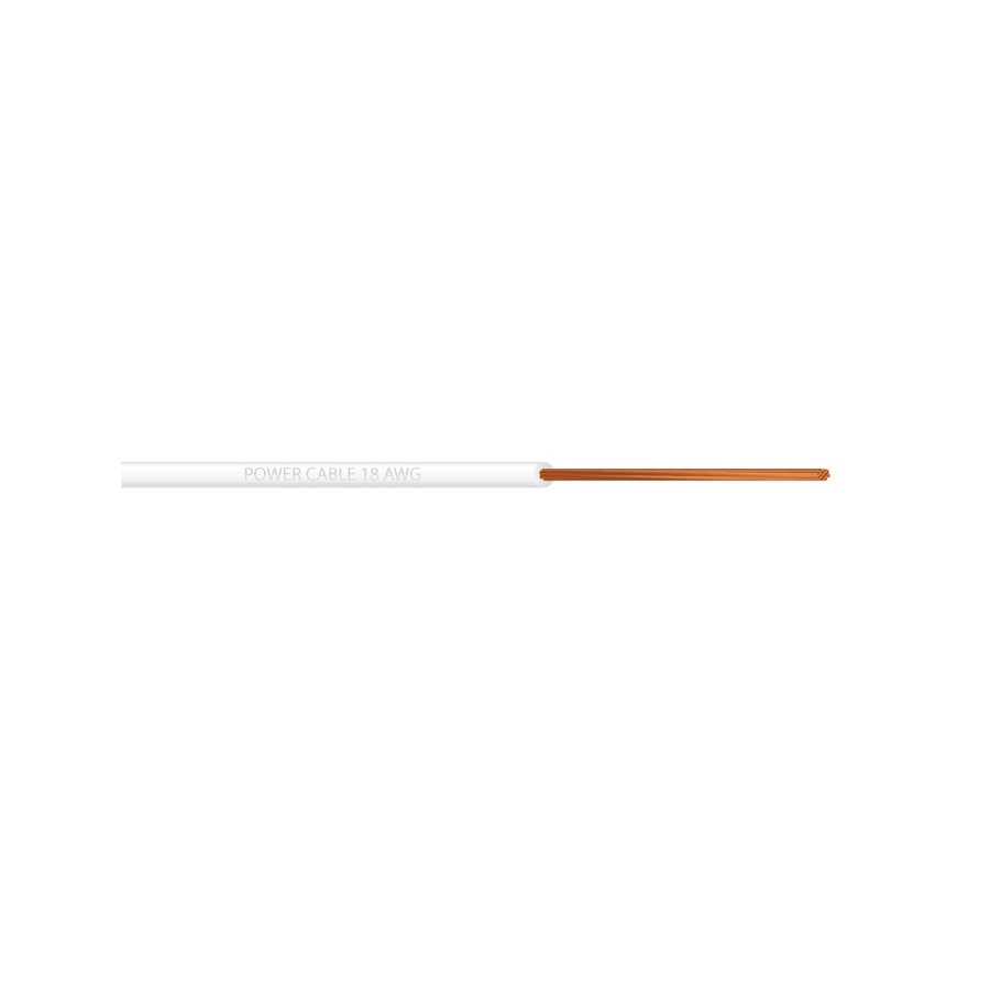 KTech High-Temp 90°C Flexible Stranded Copper Wire · 1X18 AWG 90°C. 300 V. — Mod. 105520 · White · Roll 100m