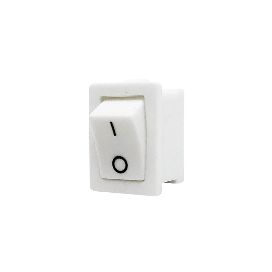 KTech Panel-Mount Rocker Switch — with 2 Pins · 6A 250V / 10A 125V · White