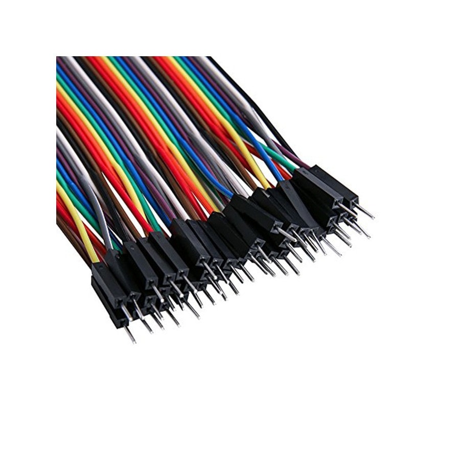KTech 40-Way 2.54mm Dupont Ribbon Jumper Cable — Male-to-Male · 20 cm.