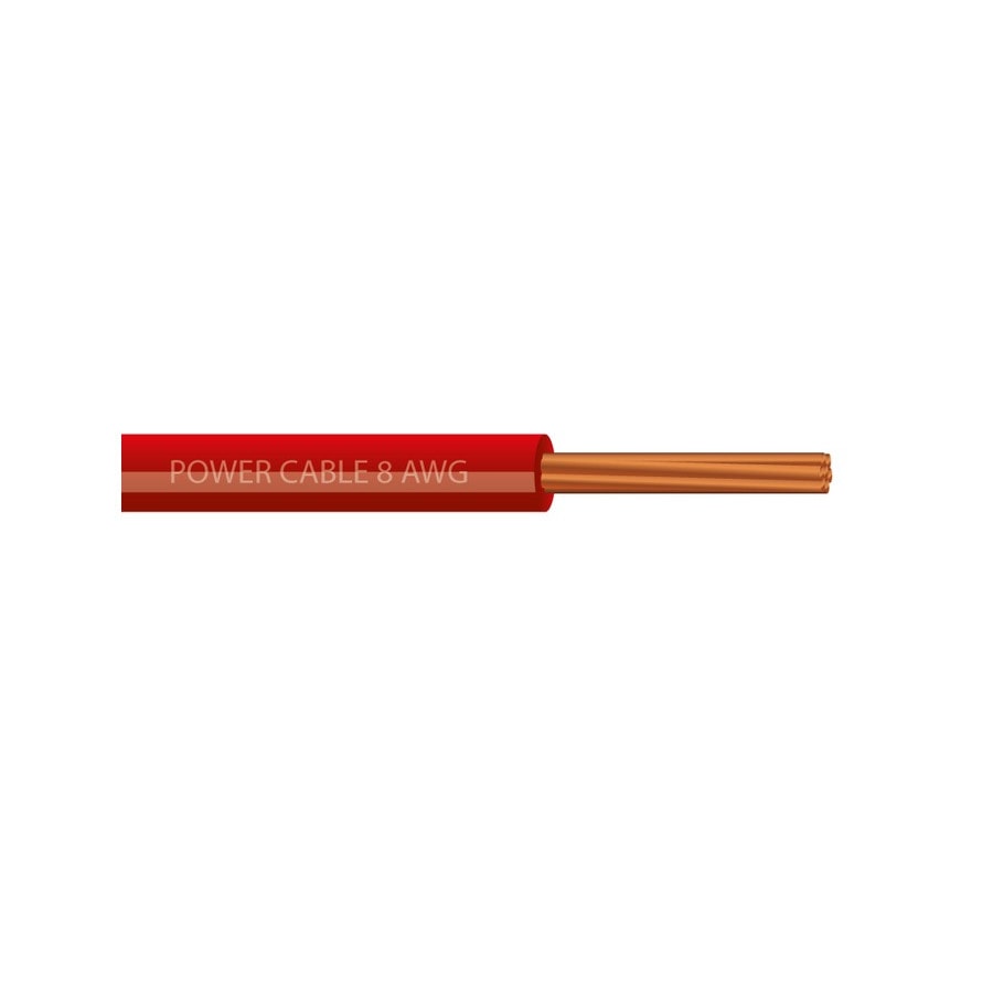 KTech High-Temp 90°C Flexible Stranded Copper Wire · 1×8 AWG 90°C. OFC — Mod. 105503 · Red · Reel 100m