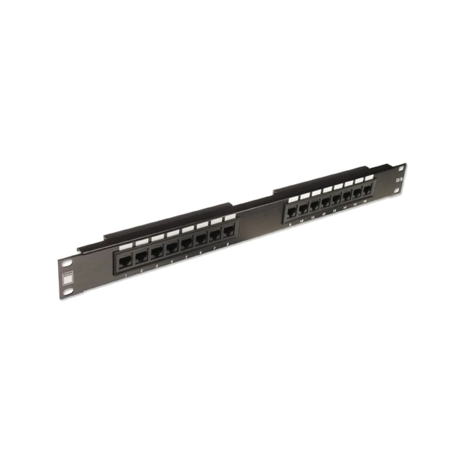 Lindy 19' CAT6 1U 16 Port RJ-45 Patch Panel, Unshielded, Black