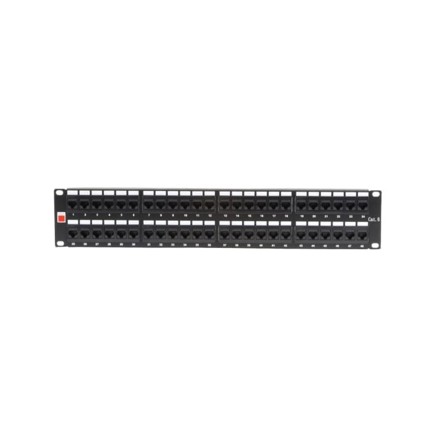 Lindy 19' CAT6 2U 48 Port RJ-45 Patch Panel, Unshielded, Black
