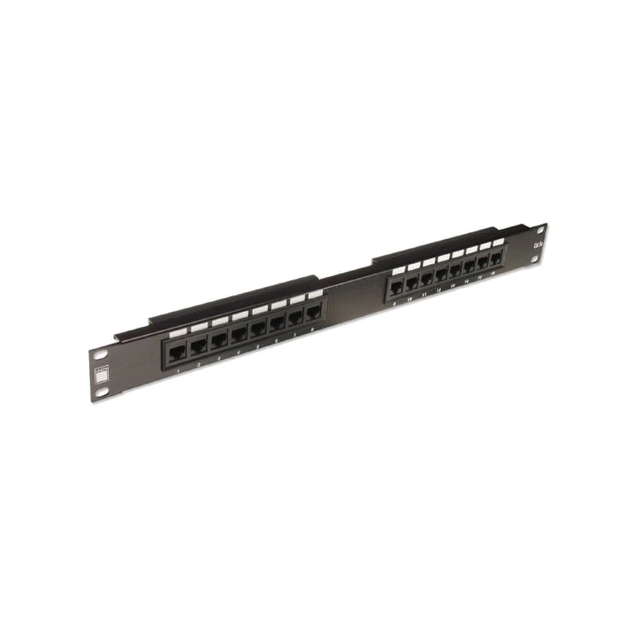 Lindy 19' CAT5e 1U 16 Port RJ-45 Patch Panel, Unshielded, Black
