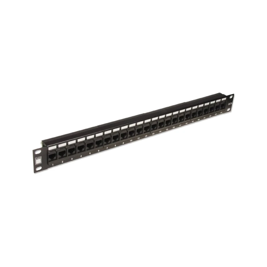 Lindy 19' CAT5e 1U 24 Port RJ-45 Patch Panel, Unshielded, Black