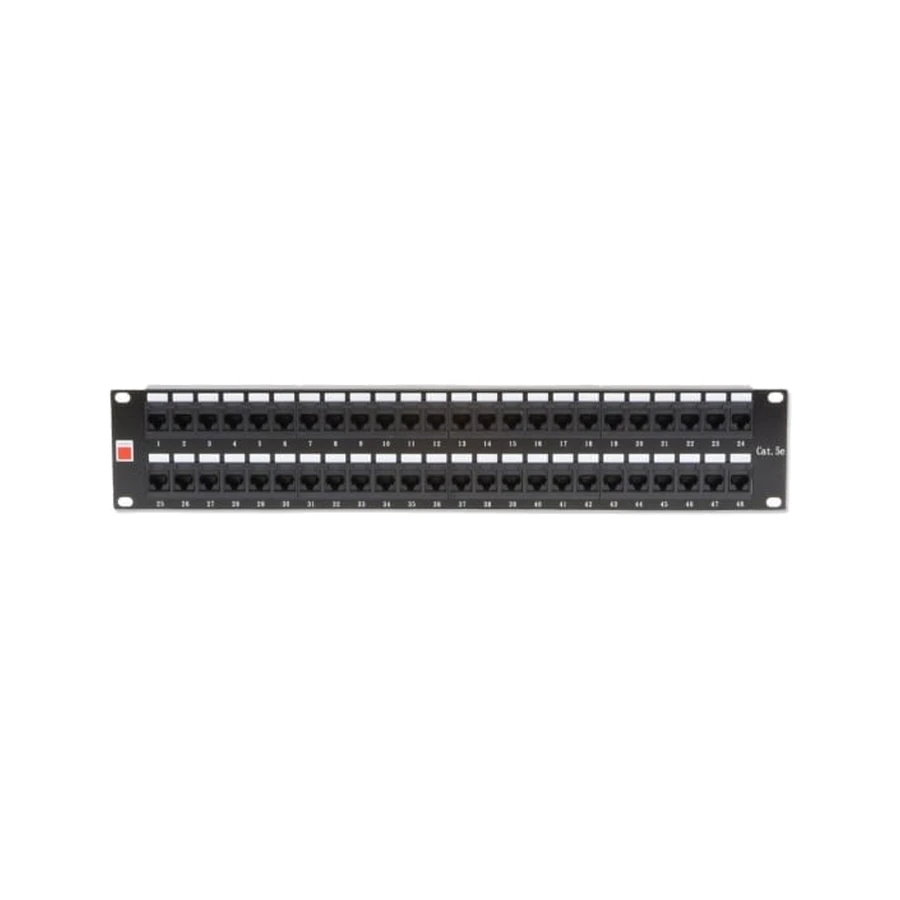 Lindy 19' CAT5e 2U 48 Port RJ-45 Patch Panel, Unshielded, Black