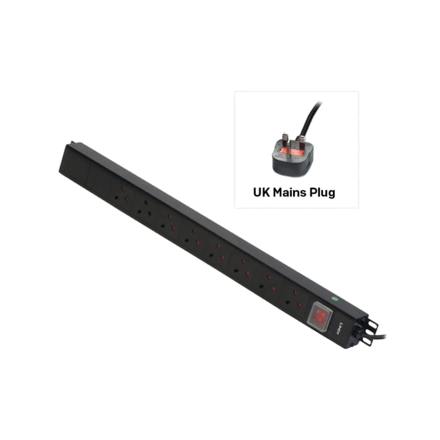 Lindy 8 Way UK Mains Sockets, Vertical PDU (29981), product photo