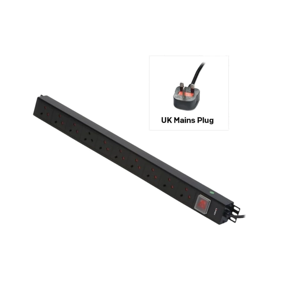 Lindy 10 Way UK Mains Sockets, Vertical PDU with UK Mains Plug