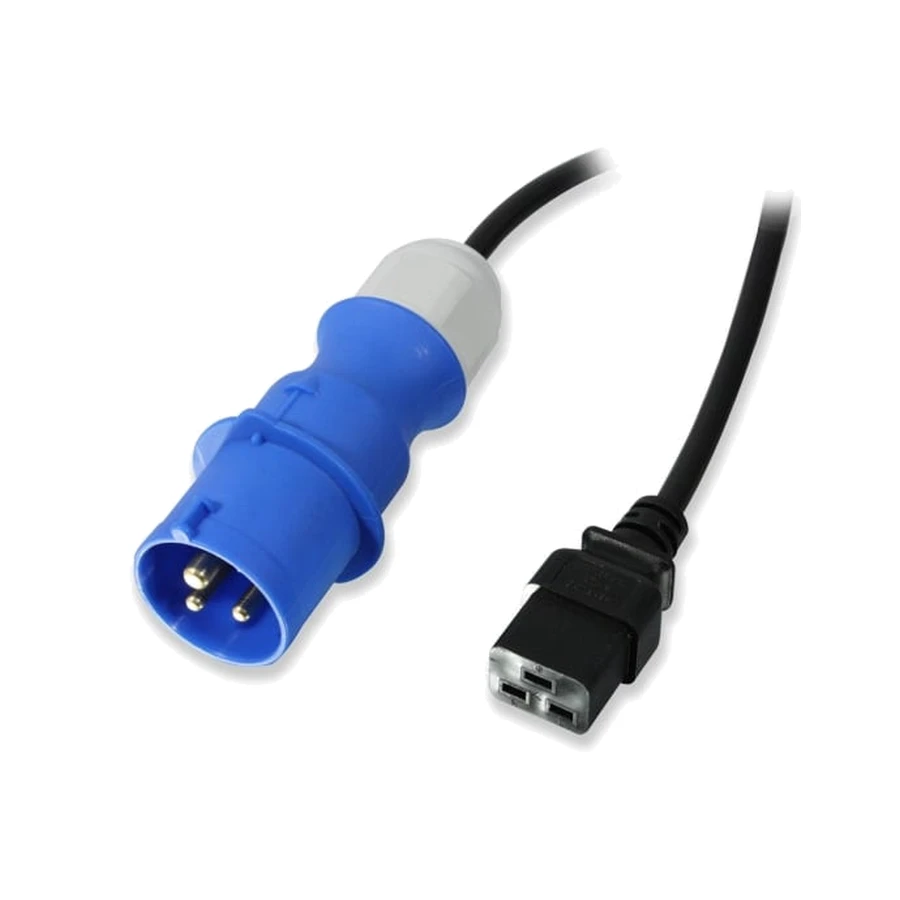 Lindy 3m IEC C19 Power Lead, 16A Commando Plug, Black