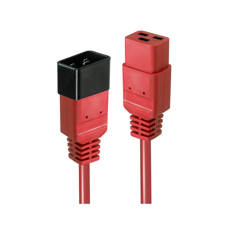 Lindy 1m IEC C19 to C20 Extension Cable, Red
