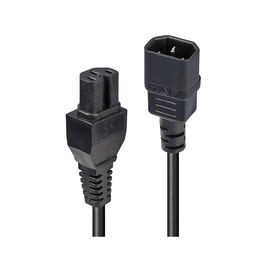 Lindy 2m IEC C14 to IEC C15 'Hot Condition' Power Cable, Black