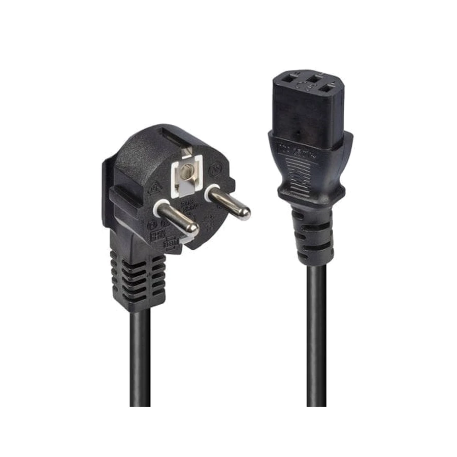 Lindy 2m Schuko angled to C13 Mains Cable