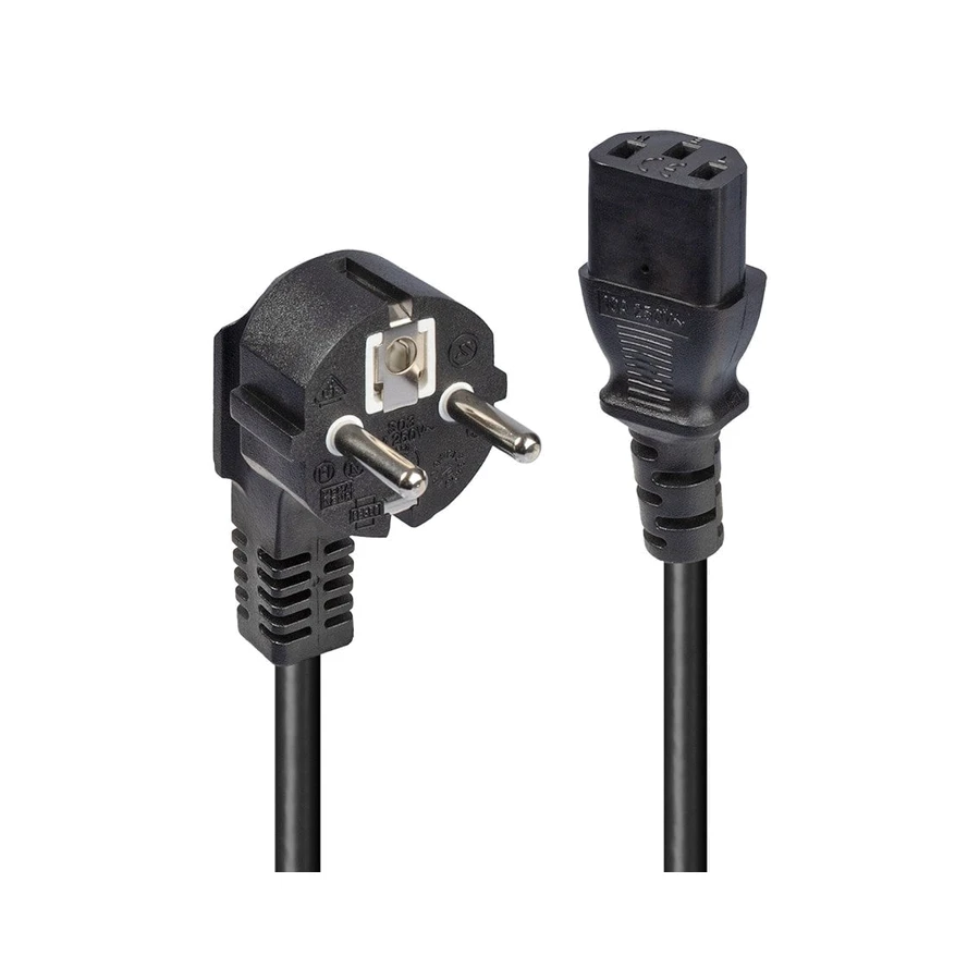 Lindy 3m Schuko 2 Pin Plug to IEC C13 Power Cable, Black