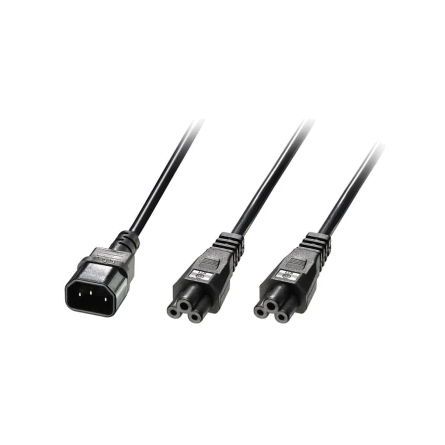 Lindy 2.5m IEC C14 to 2 x IEC C5 Splitter Extension Cable, Black