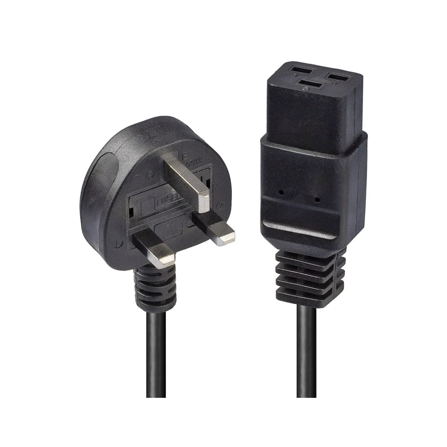Lindy 2m UK 3 Pin Plug to IEC C19 Power Cable. Black
