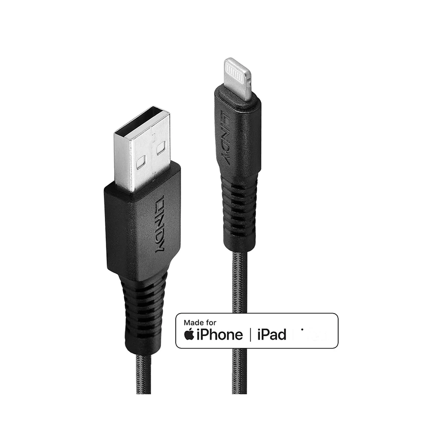 Lindy 2m Reinforced USB Type A to Lightning Charge and Sync Cable