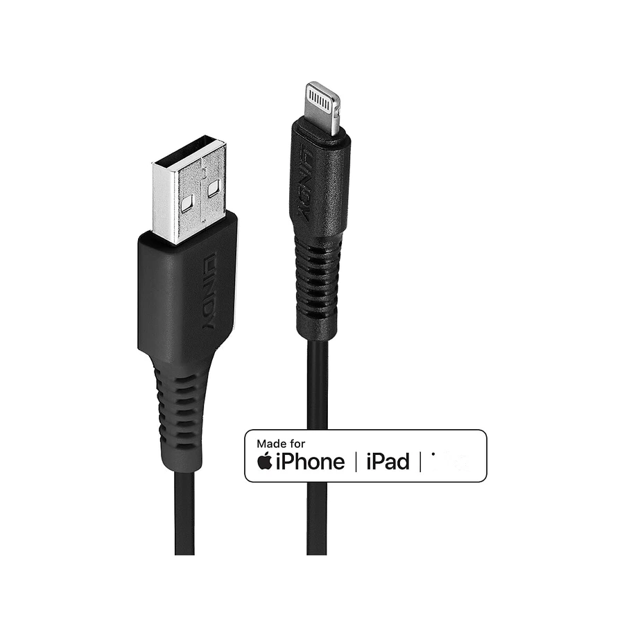 Lindy 0.5m USB to Lightning Cable, Black