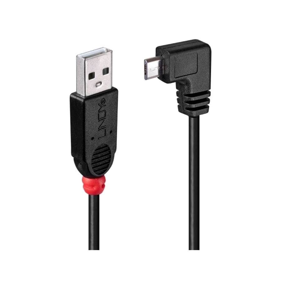Lindy 0.5m USB 2.0 Cable - Type A to Micro-B Cable, 90 Degree Right Angle