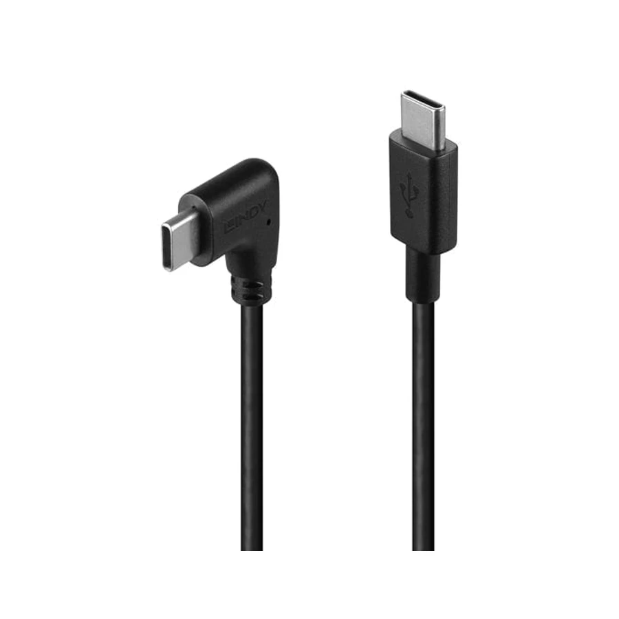 1m USB 2.0 Straight USB-C to Right-Angled USB-C Cable