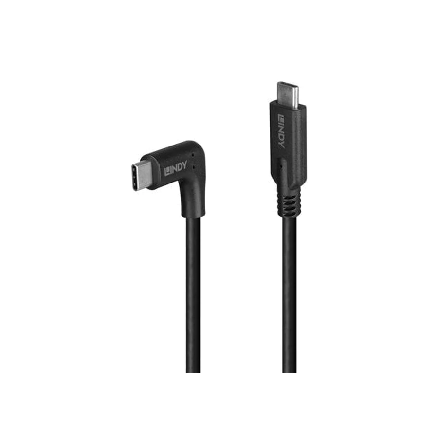 0.5m USB 3.2 Straight USB-C to Right-Angled USB-C Cable, 10Gbps