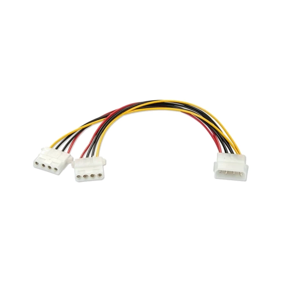 Lindy 0.25m Power Adapter, LP4 Power Male to 2 x LP4 Power Female