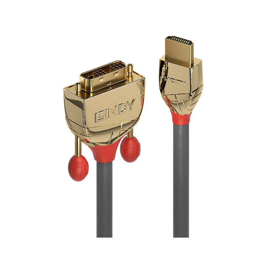 Lindy 2m HDMI to DVI-D Cable, Gold Line