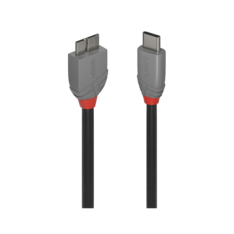 Lindy 3m USB 3.2 Type C to Micro-B Cable, Anthra Line
