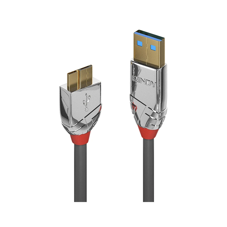 Lindy 0.5m USB 3.2 Type A to Micro-B Cable, 5Gbps, Cromo Line