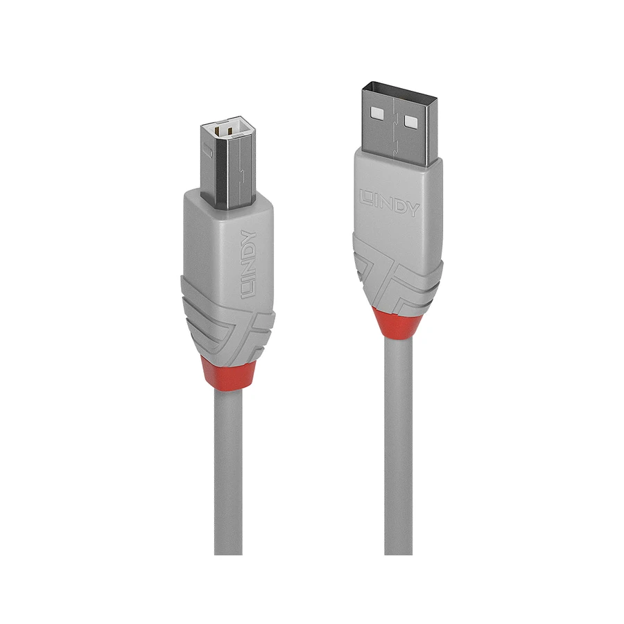 Lindy 2m USB 2.0 Type A to B Cable, Anthra Line, Grey